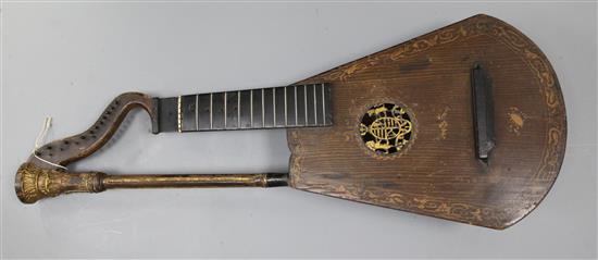 A Regency harp lute, by Clemente, London c.1820, 90cm, losses